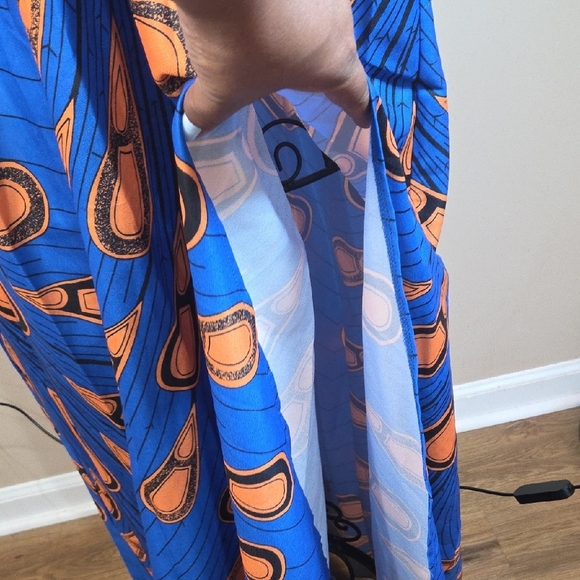 Blue Asymmetrical Ruffled One Shoulder Dress Size L - Picture 5 of 10